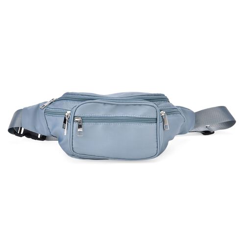 Gürteltasche mit RFID-Schutz, Nylon, 6 Reißverschlussfächer, Schnellverschluss, verstellbarer Schultergurt, Größe 37x10x13,5?cm, schwarz