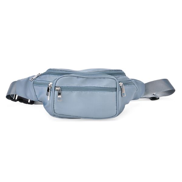 Nylon-G&uuml;rteltasche mit RFID-Schutz, 37x10x13,5cm, Blau