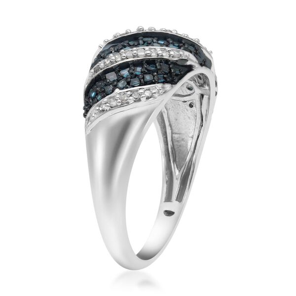 Weißer und blauer Diamant-Ring, 925 Silber platiniert  ca. 0,50 ct image number 4
