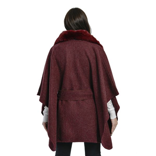 TAMSY Kunstfell Kimono, Einheitsgröße Burgunderrot image number 2