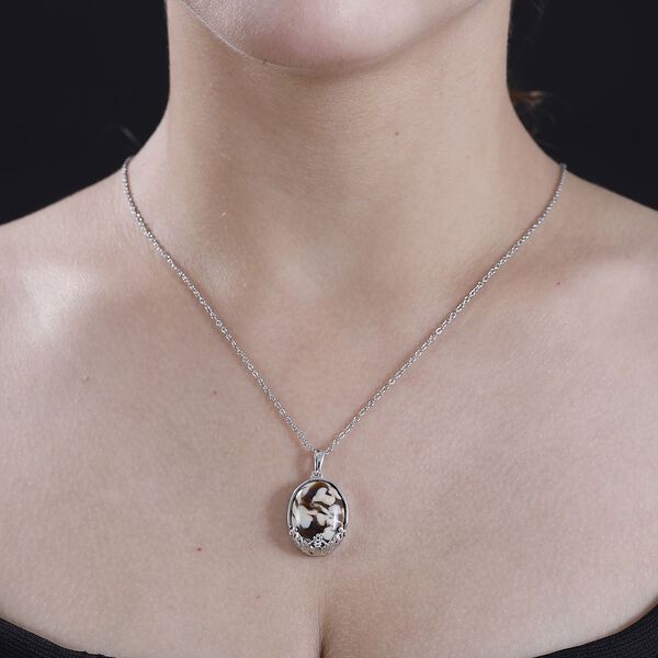 Erdnuss Holz Jaspis Anhänger mit Kette, ca. 20.00 ct image number 3