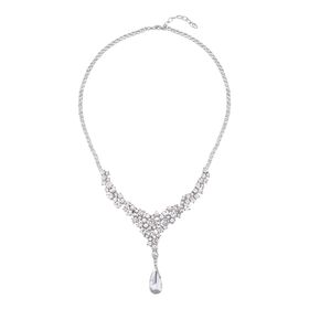 Klassische, charmante weiße Kristall-Halskette, 50 cm - 25 ct.