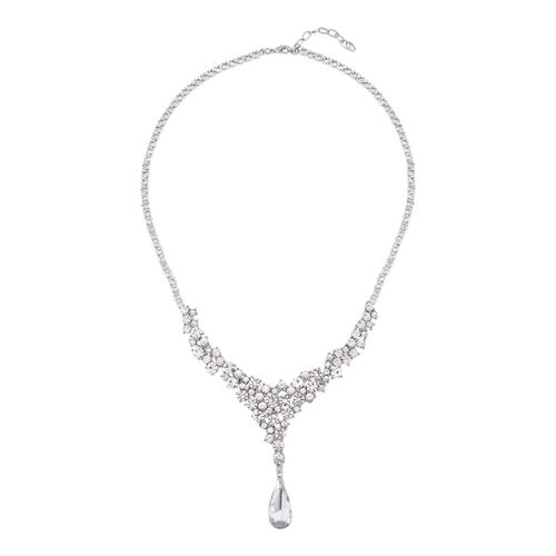 Klassische, charmante weiße Kristall-Halskette, 50 cm - 25 ct. image number 0