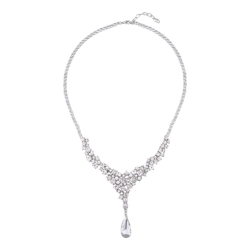Klassische, charmante weiße Kristall-Halskette, 50 cm - 25 ct. image number 0