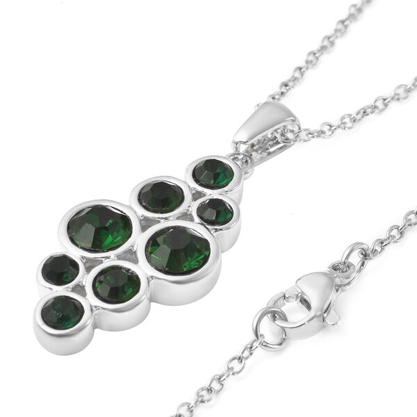 2er- Set gr&uuml;ner Kristall-Ring und Anh&auml;nger mit Kette, ca. 50 cm, Edelstahl image number 6