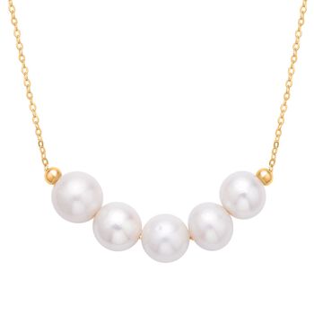 Wei&szlig;e Edison Perlen Halskette, (9-10mm), ca. 50 cm, 925 Silber vergoldet