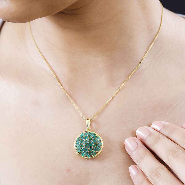 Kagem Sambischer Smaragd Anhänger 925 Silber 750 Gelbgold Vermeil ca. 3,18 ct. image number 3