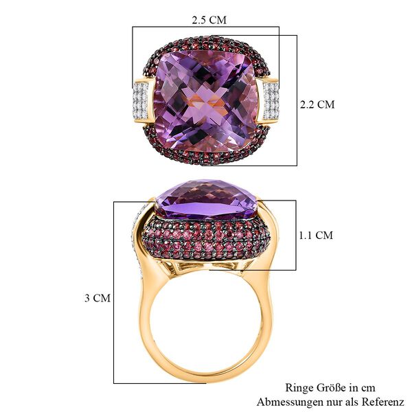 AAA Rose De France Amethyst, Rhodolith Granat und Zirkon-Ring - 20,61 ct. image number 6