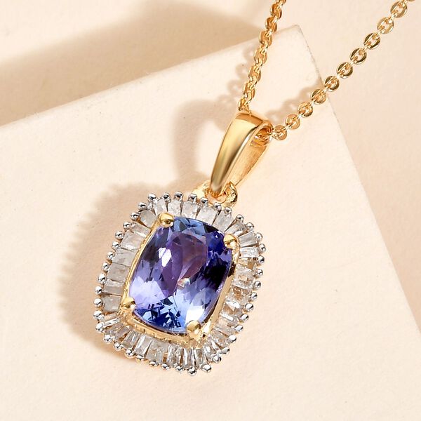 Tansanit und Diamant Anhänger mit Kette, 50cm - 1,78 ct. image number 3