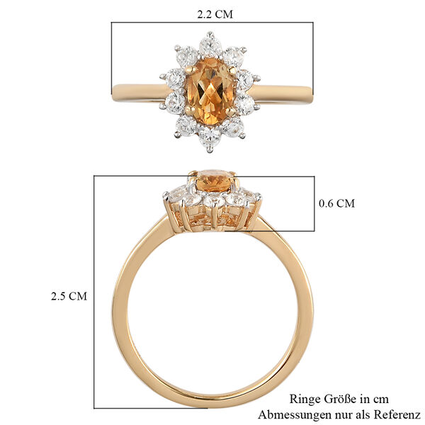 Citrin und Zirkon Ring 925 Silber vergoldet  ca. 0,93 ct image number 7