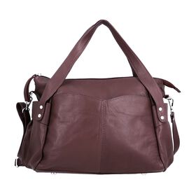 100% Echtleder Weekender Reisetasche mit RFID-Schutz, Burgunderrot