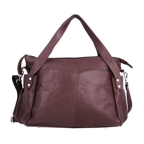 100% Echtleder Weekender Reisetasche mit RFID-Schutz, Burgunderrot image number 0
