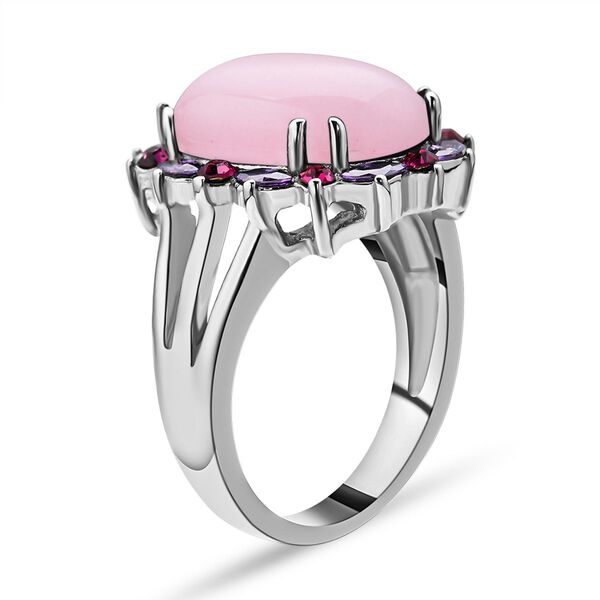 Rosenquarz, fuchsiafarbener und lila Kristall-Ring - 10 ct. image number 5