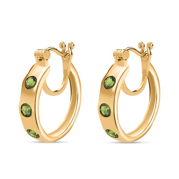 Nat&uuml;rlicher Chromdiopsid Ohrringe 925 Silber vergoldet ca. 0.77 ct image number 4