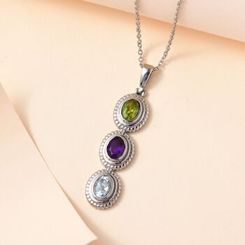 Multi-Edelstein-Anh&auml;nger mit 50cm Kette - 2.25 ct