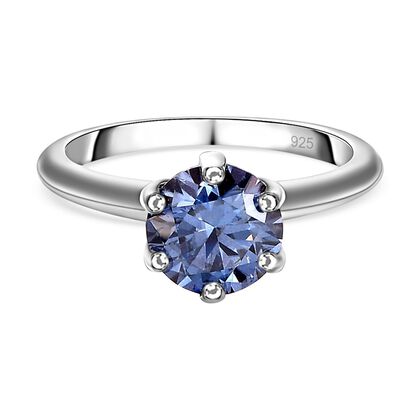 Blauer Moissanit Ring, 925 Silber platiniert (Gr&ouml;&szlig;e 20.00) ca. 1.45 ct