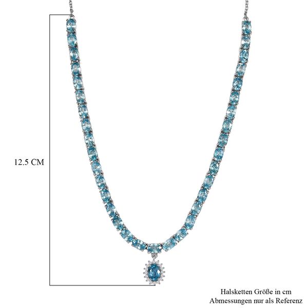 D'Joy Blauer Zirkon Halskette ca. 45 cm 925 Silber rhodiniert ca. 25,96 ct. image number 6
