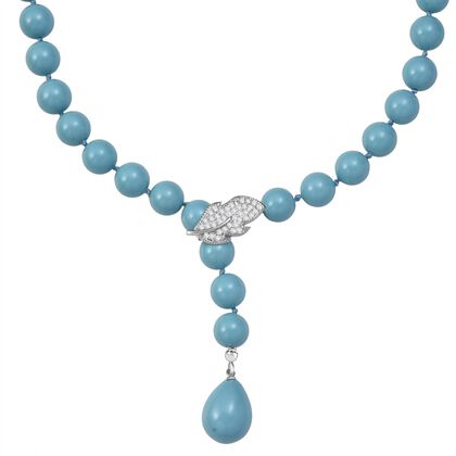 Sleeping Beauty Farbe Muschelkernperle (10 mm), Wei&szlig;er Zirkonia Halskette ca. 60 cm Nickelfreies Messing