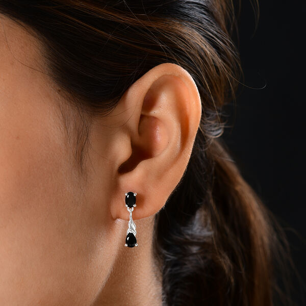 Schwarze Spinell-Ohrh&auml;nger, 925 Silber ca. 2,37 ct&nbsp; image number 3