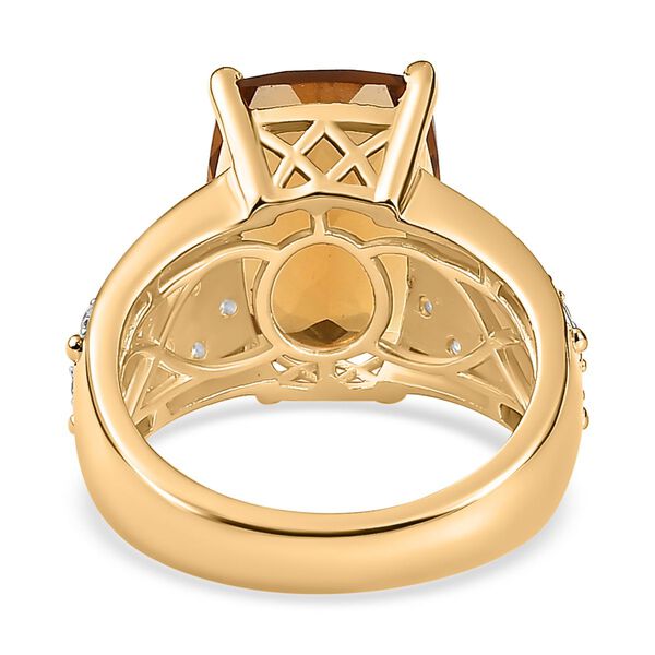 Citrin, weißer Zirkon Ring, 925 Silber vergoldet (Größe 19.00) ca. 7.07 ct image number 6