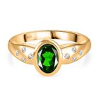 Natürlicher Chromdiopsid, Weißer Zirkon Ring 925 Silber vergoldet (Größe 19.00) ca. 1,43 ct