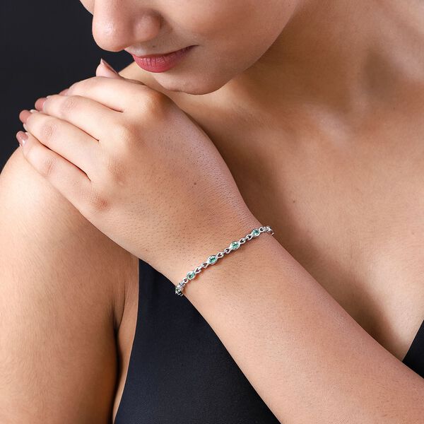 Nat&uuml;rliches Merelani Mint-Granat Armband, ca. 19 cm, 925 Silber platiniert ca. 2.60 ct image number 3