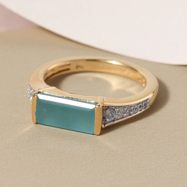 Grandidierit und Zirkon-Ring, 925 Silber Gelbgold Vermeil  ca. 1,85 ct image number 2