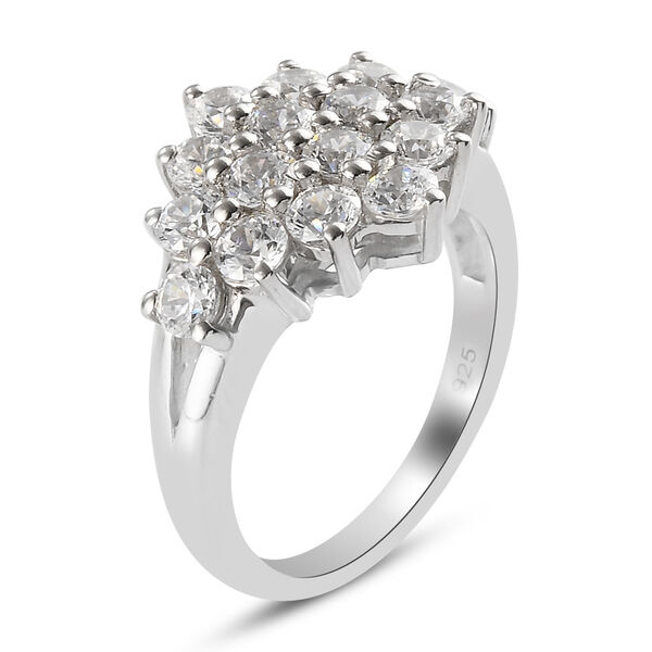 LUSTRO STELLA Hergestellt mit ZIRKONIA Cluster-Ring 925 Silber Platin-&Uuml;berzug image number 5