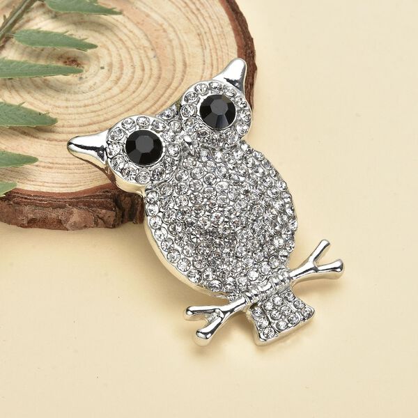 Schwarze und wei&szlig;e Kristall-Brosche image number 2