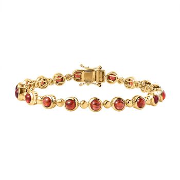 Mosambik Granat Armband ca. 19 cm 925 Silber Gelbgold Vermeil ca. 9,38 ct.