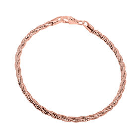 Geflochtenes Omega-Armband in 925 Silber rosévergoldet, 19 cm
