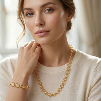 Champagner Glas-Perlen 53,25cm Halskette und flexibles Armband im Murano-Stil