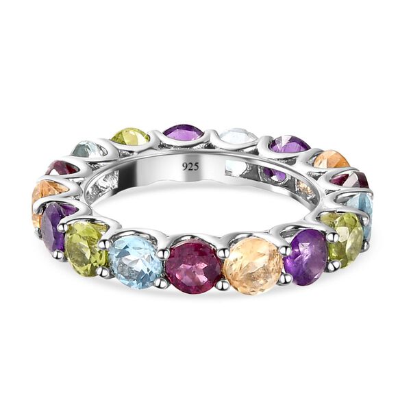 Mehrfarbiger Edelstein-Ring, 925 Silber platiniert (Gr&ouml;&szlig;e 21.00) ca. 5,29 ct