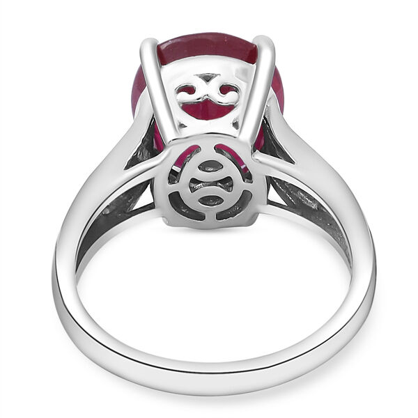 Afrikanischer Rubin (Fissure gef&uuml;llt) und Diamant-Ring, 925 Silber platiniert image number 4
