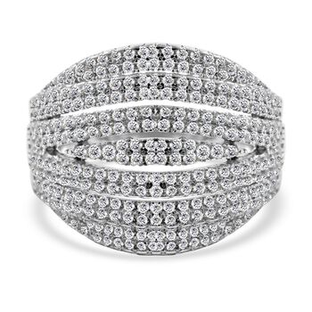 Lustro Stella - Wei&szlig;er Zirkonia Ring, 925 Silber platiniert (Gr&ouml;&szlig;e 17.00) ca. 2.64 ct