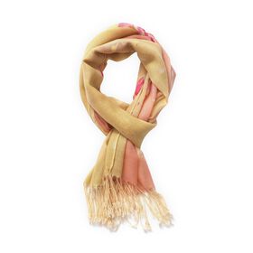 100% Merino Wollschal mit Quasten, rosa Blumenmuster