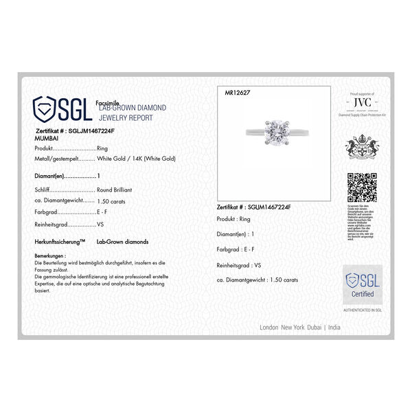 LUXURIANT VS-EF Labor Diamant Ring in 585 Wei&szlig;gold - 1,50 ct. image number 4