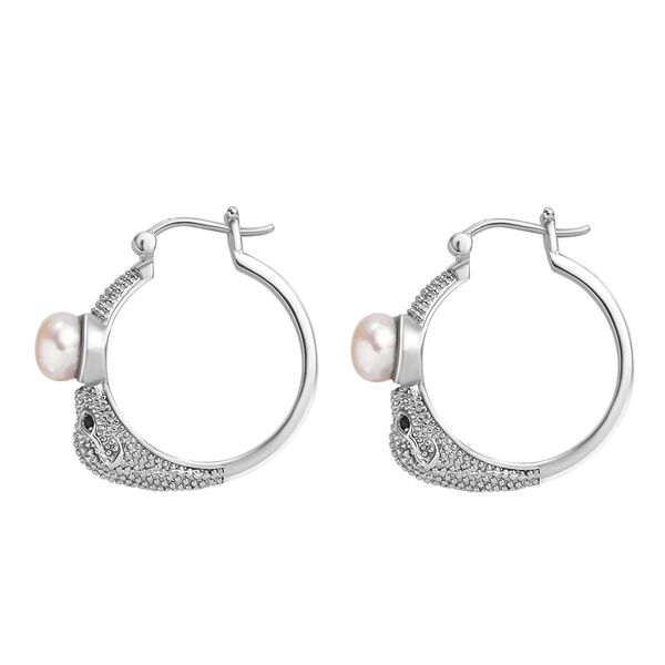 Süßwasserperle und schwarze Spinell-Ohrringe image number 4