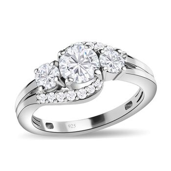 Moissanit Ring, 925 Silber platiniert (Gr&ouml;&szlig;e 20.00) ca. 1.38 ct