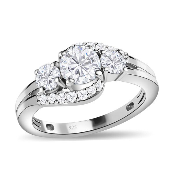Moissanit Ring, 925 Silber platiniert (Größe 20.00) ca. 1.38 ct image number 3