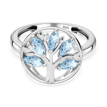 Himmelblauer Topas Ring 925 Silber platiniert (Gr&ouml;&szlig;e 18.00) ca. 1,00 ct