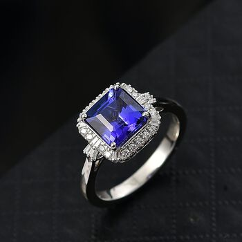 Rhapsody AAAA Tansanit, Wei&szlig;er Diamant Ring 950 Platin (Gr&ouml;&szlig;e 16.50) ca. 2,98 ct