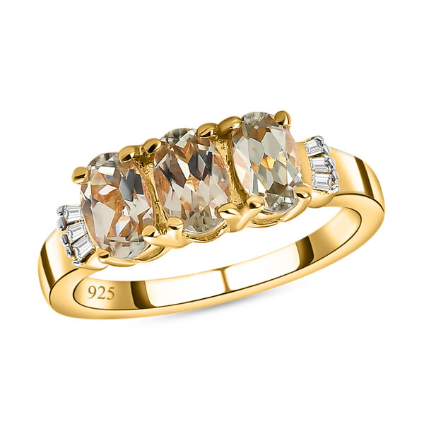 AAA Turkizit und weißer Diamant-Ring, 925 Silber Gelbgold Vermeil  ca. 1,59 ct image number 4