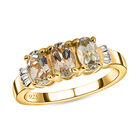 AAA Turkizit und weißer Diamant-Ring, 925 Silber Gelbgold Vermeil  ca. 1,59 ct image number 3