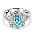 D’joy AAA Betroka Blauer Apatit Ring 925 Silber rhodiniert (Größe 17.00) ca. 2,06 ct
