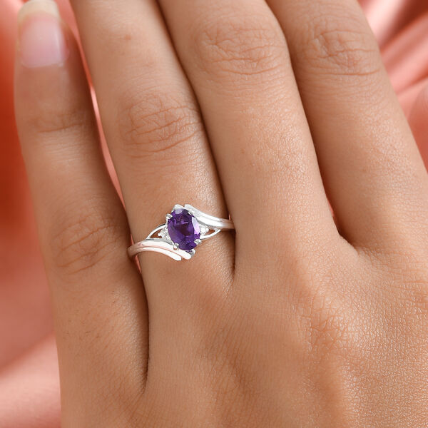 Afrikanischer Amethyst und Zirkon Ring 925 Silber  ca. 0,77 ct image number 3