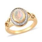 Natürlicher Äthiopischer Opal und Zirkon Ring 925 Silber vergoldet  ca. 1,08 ct image number 3