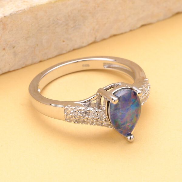 Boulder Opal Triplett und Zirkon-Ring - 1,47 ct. image number 3