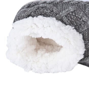 1 Paar superweiche und rutschfeste Kunstfell Hausschuhe, Gr&ouml;&szlig;e L, 28,5 cm, Grau und Wei&szlig;