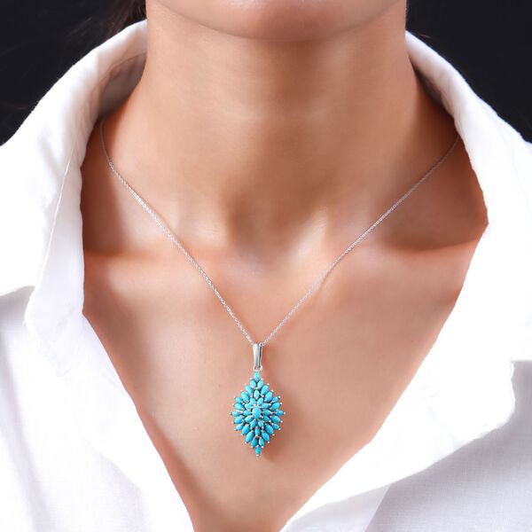 Amerikanischer, nat&uuml;rlicher Sleeping Beauty T&uuml;rkis-Anh&auml;nger mit Kette, 925 Silber platiniert ca. 3.61 ct image number 2